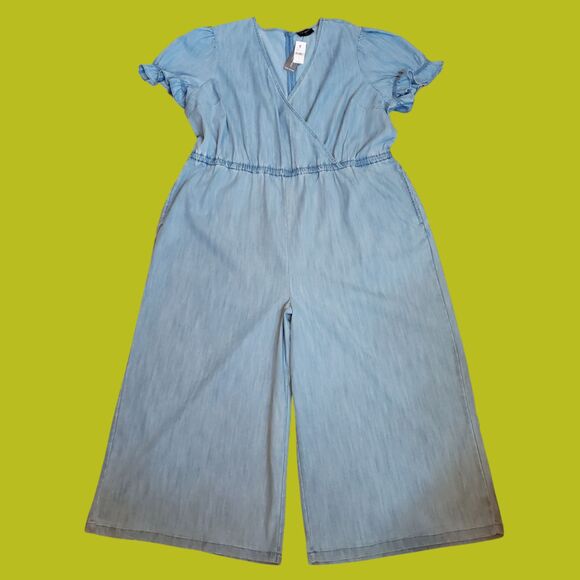NEW Lane Bryant Plus Size Blue Chambray Jumpsuit - Picture 3 of 9